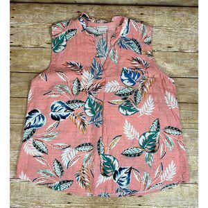VAN HEUSEN BRIGHT FOLIAGE SLEEVELESS CASUAL EVERYDAY WEAR CLASSIC BLOUSE SIZE XL